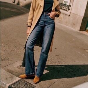 SEZANE serge trouser jeans dark wash denim high waist wide straight NWT size 4